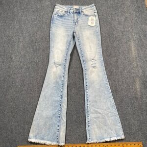 Altar State Womens Jeans Light Wash Distressed Flare Bell Bottom Size 3